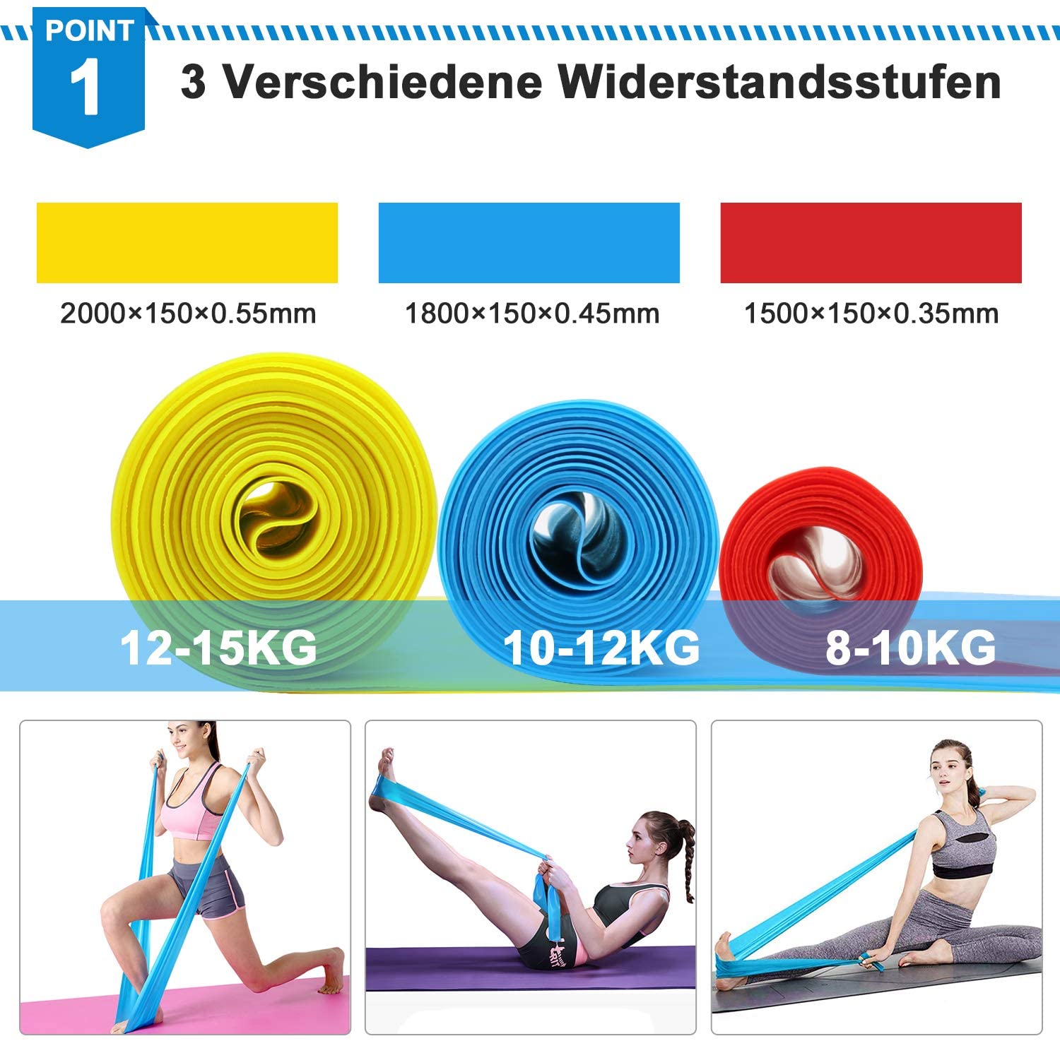 Elastic Fitness Bands 3Pcs Res - Crossfit Training Gear 评论和价格
